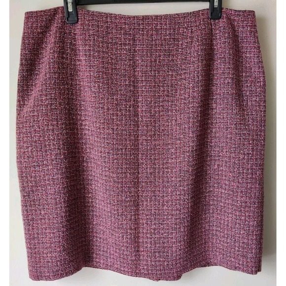 Norton McNaughton Plus Skirt Pink Multicolor Woven Tweed Pencil  Vented Size 20W - Picture 1 of 4